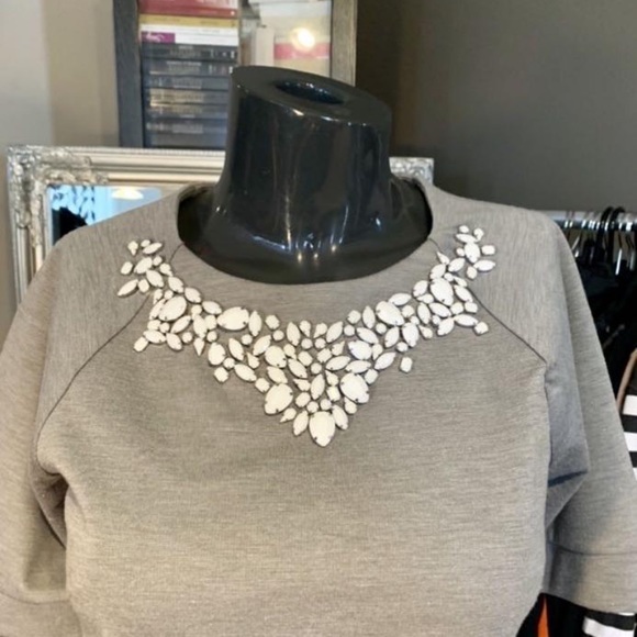 light gray dress with white gems - Picture 2 of 2